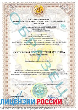 Образец сертификата соответствия аудитора №ST.RU.EXP.00014299-1 Бугульма Сертификат ISO 14001